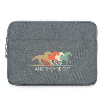 Illustration de chevaux de course vintage - Sacoche pour ordinateur portable 15 pouces - gris chiné - Devant
