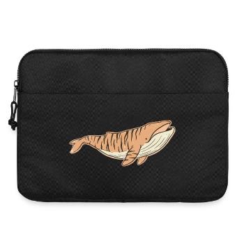 Vintage-Cartoon-Tiger-Streifen mit geflecktem Wal - Laptoptasche 15" - Schwarz - Vorne