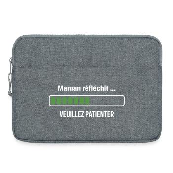 Maman réfléchit veuillez patienter humour maman - Sacoche pour ordinateur portable 15 pouces - gris chiné - Devant