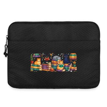 Reading cats with stacks of books - Laptop bag 15" - black - Front