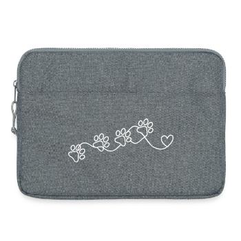 Pfotenspuren im Herzen – Minimalist One-Line Art - Laptoptasche 15" - Grau meliert - Vorne