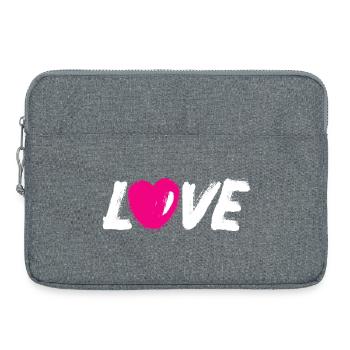 Love Liebe Herz Herzchen Handschrift weiß Pinsel - Laptoptasche 15" - Grau meliert - Vorne