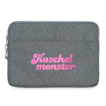 Kuschelmonster flauschig coole Sprüche Fell rosa - Laptoptasche 15" - Grau meliert - Vorne