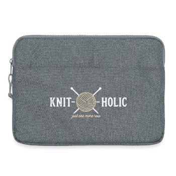 KNIT-O-HOLIC fun Shirt für Strick Fans - Laptoptasche 15" - Grau meliert - Vorne