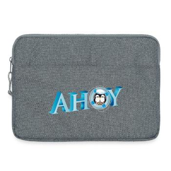 English sailor greeting Ahoy with penguin sailor - Laptop bag 15" - heather grey - Front