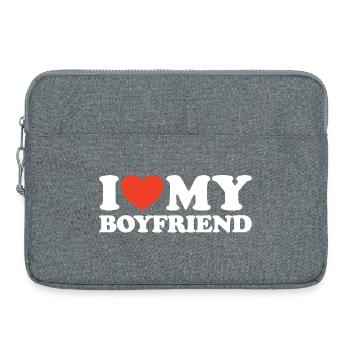 I love my boyfriend heart shirt - Laptop bag 15" - heather grey - Front