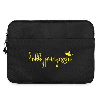 Hobbypinzessin lettering yellow with crown - Laptop bag 15" - black - Front