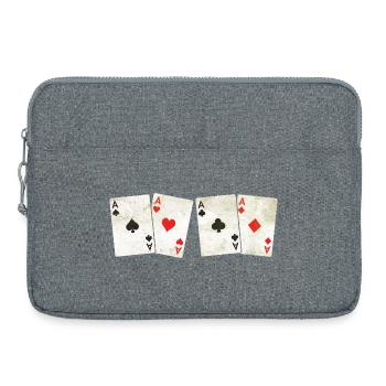 Vintage Retro Aces – Cartes à jouer - poker - Sacoche pour ordinateur portable 15 pouces - gris chiné - Devant