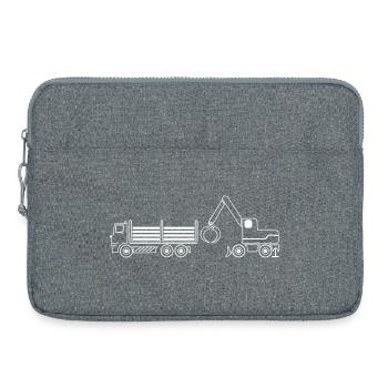 Transport-LKW und Bagger - Laptoptasche 15" - Grau meliert - Vorne