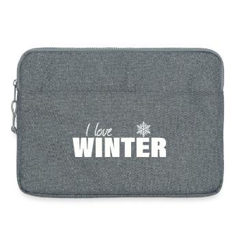 i love winter - Laptop bag 15" - heather grey - Front