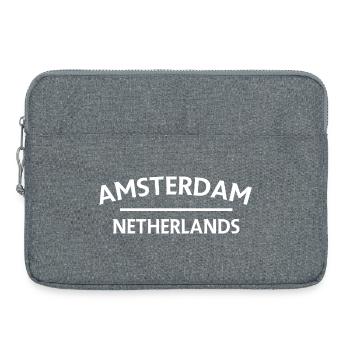Amsterdam – Niederländisches Textdesign - Laptoptasche 15" - Grau meliert - Vorne