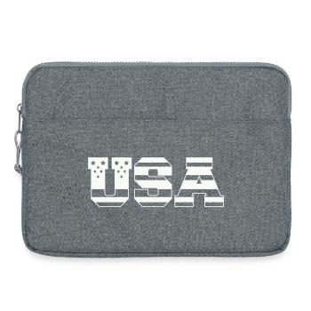 USA Block Font Retro Patriotic - Laptop bag 15" - heather grey - Front
