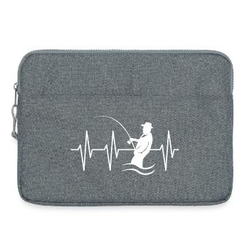 Heartbeat Angler Pulse Fishing Icon Fish Fish - Laptop bag 15" - heather grey - Front