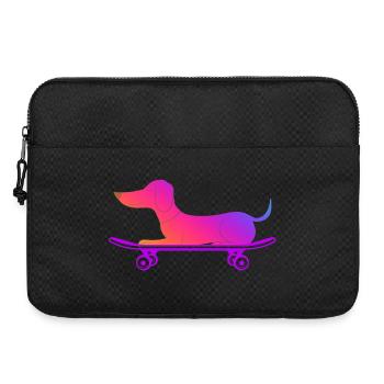 Dackel mit Skateboard - Laptoptasche 15" - Schwarz - Vorne