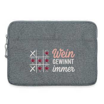 Le vin gagne toujours Morpion Drôle de proverbe - Sacoche pour ordinateur portable 15 pouces - gris chiné - Devant