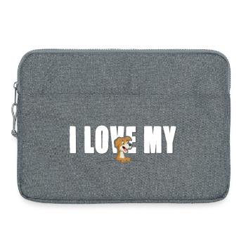I love my Dog - white Font - Laptoptasche 15" - Grau meliert - Vorne