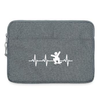 Skateboarder Strichmännchen Kardiogramm - Laptoptasche 15" - Grau meliert - Vorne