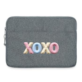 XOXO Patchwork Letters Cute Love Shirt Sticker - Laptop bag 15" - heather grey - Front