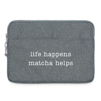 Life happens, matcha helps - Laptop bag 15" - heather grey - Front