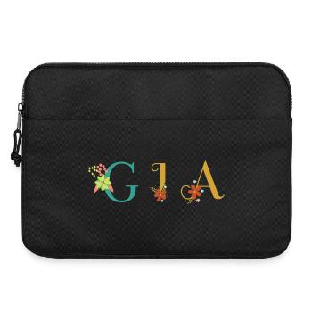 GIA Namenskunst mit gestickten Blumen - Laptoptasche 15" - Schwarz - Vorne
