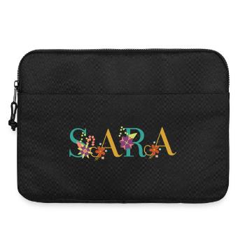SARA Namenskunst mit gestickten Blumen - Laptoptasche 15" - Schwarz - Vorne