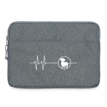 Mein Herz schlägt für Dackel – Herzlinien-Dackel - Laptoptasche 15" - Grau meliert - Vorne
