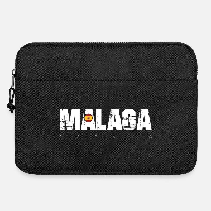 Malaga Distressed Text with Spain Flag - Laptop bag 15" - black