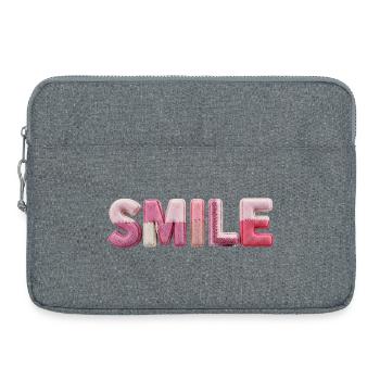 Plush Smile Lettering Patchwork Trend - Laptop bag 15" - heather grey - Front
