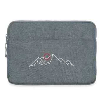 Minimale Berglinie mit roter Sonne - Laptoptasche 15" - Grau meliert - Vorne