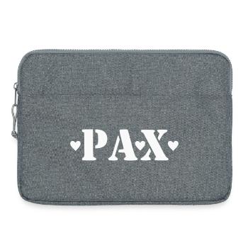 Pax - Paix - Slogan avec des cœurs - Sacoche pour ordinateur portable 15 pouces - gris chiné - Devant