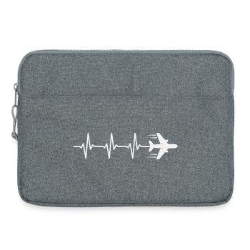 Flugzeug Herzschlag Pilot Luftfahrt Flieger - Laptoptasche 15" - Grau meliert - Vorne