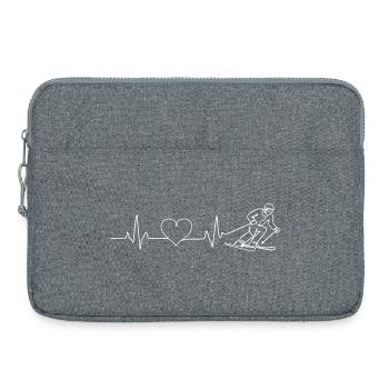Skiing Love Pulse Heartbeat - Laptop bag 15" - heather grey - Front