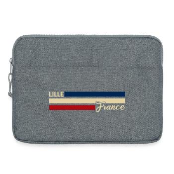 France - Lille - Frankreich - Flagge - Streifen - Laptoptasche 15" - Grau meliert - Vorne