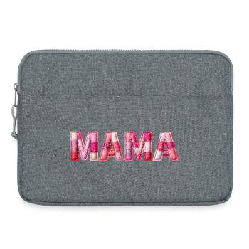 Mom Handmade Patchwork Font - Laptop bag 15" - heather grey - Front