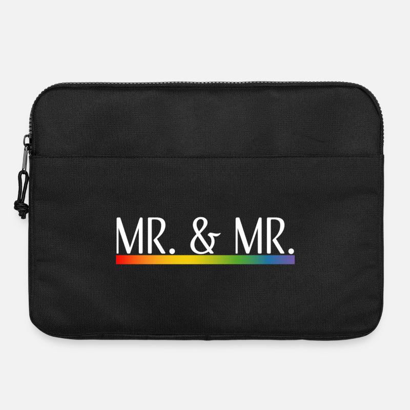 Rainbow stripes Mr and Mr white - Laptop bag 15" - black