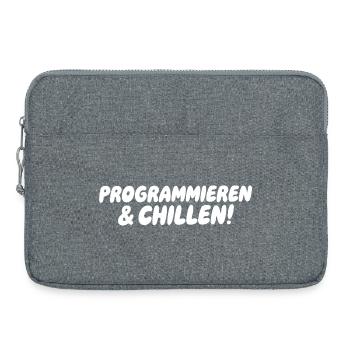 Programming & Chill – Large block font - Laptop bag 15" - heather grey - Front