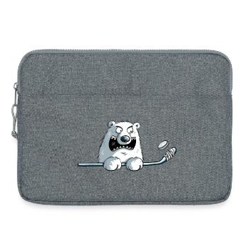 Ours polaire cool avec un bâton de hockey I Hockey - Sacoche pour ordinateur portable 15 pouces - gris chiné - Devant