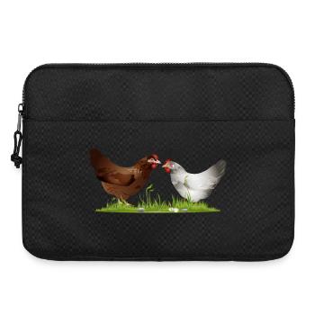 two free-running chickens on a green meadow - Laptop bag 15" - black - Front