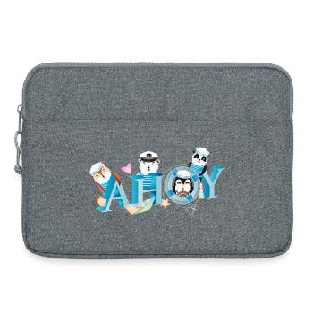 animaux mignons avec marin anglais saluant Ahoy - Sacoche pour ordinateur portable 15 pouces - gris chiné - Devant