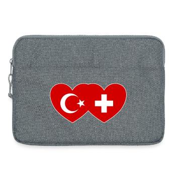 Türkei Schweiz Flagge Herz vereint - Laptoptasche 15" - Grau meliert - Vorne