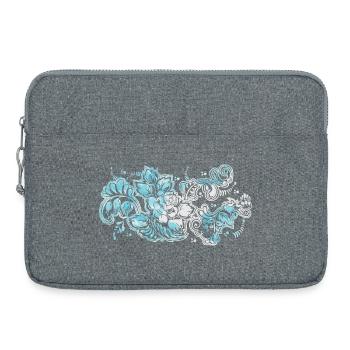 Blue Flower Pattern - Laptop bag 15" - heather grey - Front