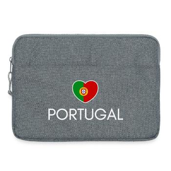 Cœur avec drapeau portugais, fierté portugaise - Sacoche pour ordinateur portable 15 pouces - gris chiné - Devant