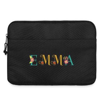 EMMA Name Art With Flowers Embroidered - Laptop bag 15" - black - Front