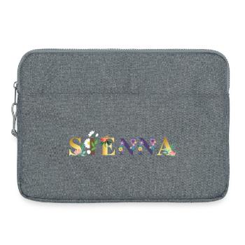 SIENNA Namenskunst mit gestickten Blumen - Laptoptasche 15" - Grau meliert - Vorne