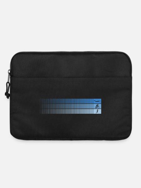 Azurblauer Farbverlauf Barcode Vogel - Laptoptasche 15" - Schwarz