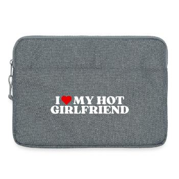 I love my hot girlfriend! süßer couple Spruch cool - Laptoptasche 15" - Grau meliert - Vorne