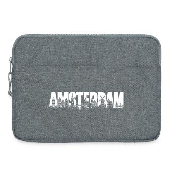 Amsterdam, Hollande, Pays-Bas, Vacances en silhouette - Sacoche pour ordinateur portable 15 pouces - gris chiné - Devant