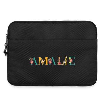 Nom AMALIE orné de fleurs - Sacoche pour ordinateur portable 15 pouces - noir - Devant
