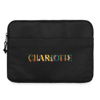 CHARLOTTE Name Art With Flowers Embroidered - Laptop bag 15" - black - Front