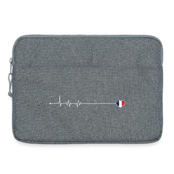 Heartbeat amour france drapeau - Sacoche pour ordinateur portable 15 pouces - gris chiné - Devant